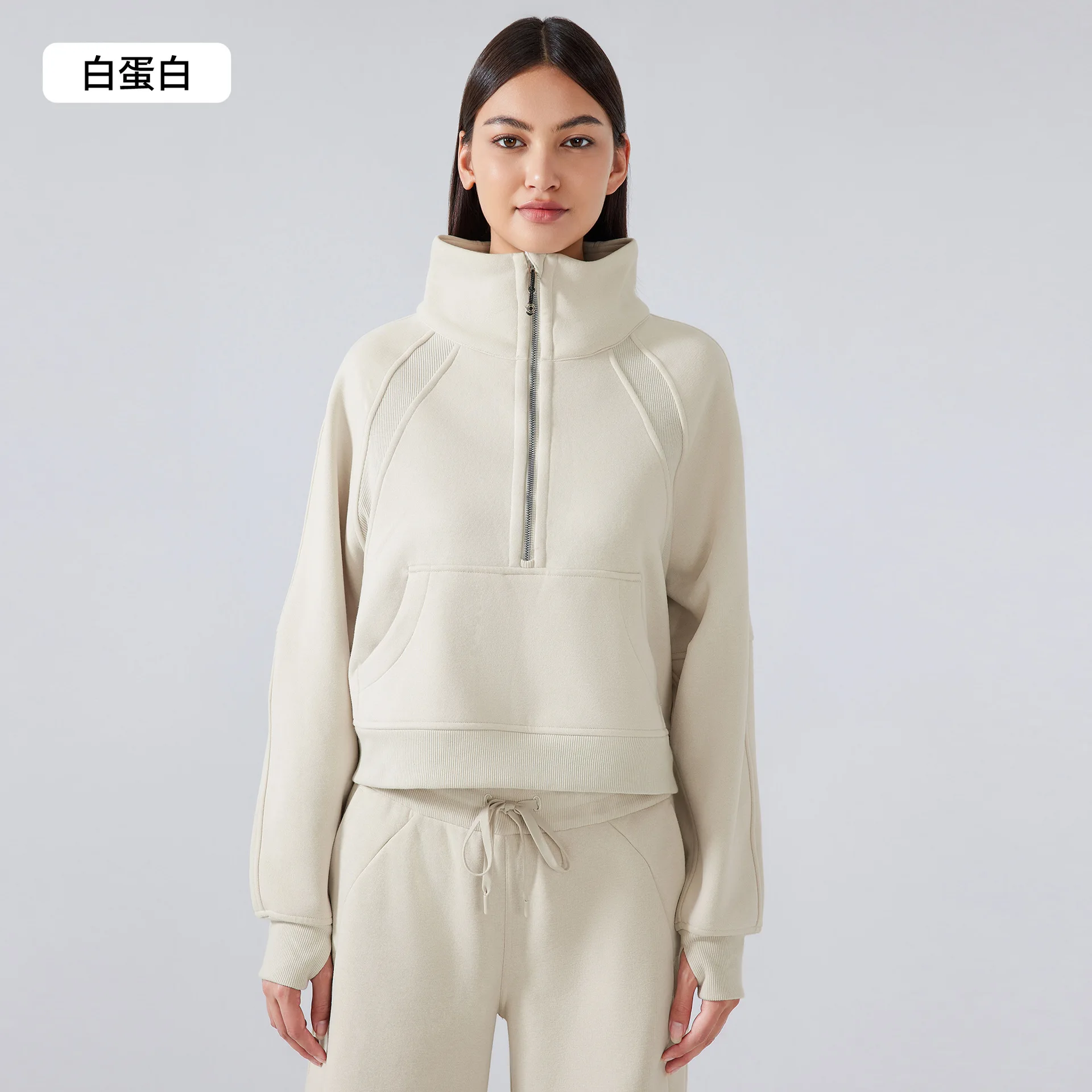 

Women's Sweatshirt 2025 Autumn Winter New Thickened Half Zip Sweatshirt High Stand Collar Casual Versatile Warm Sports Top