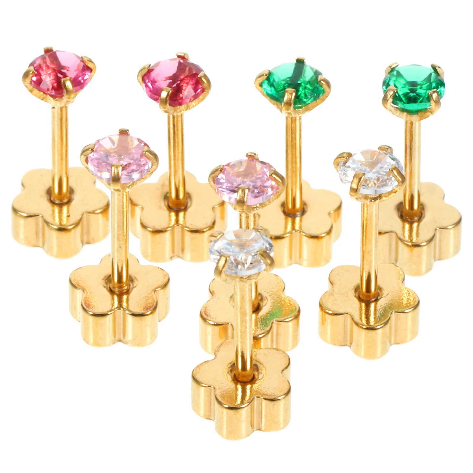 

8 Pcs Ear Screw on Back Earrings for Sensitive Ears Backs Puncture Men and Women