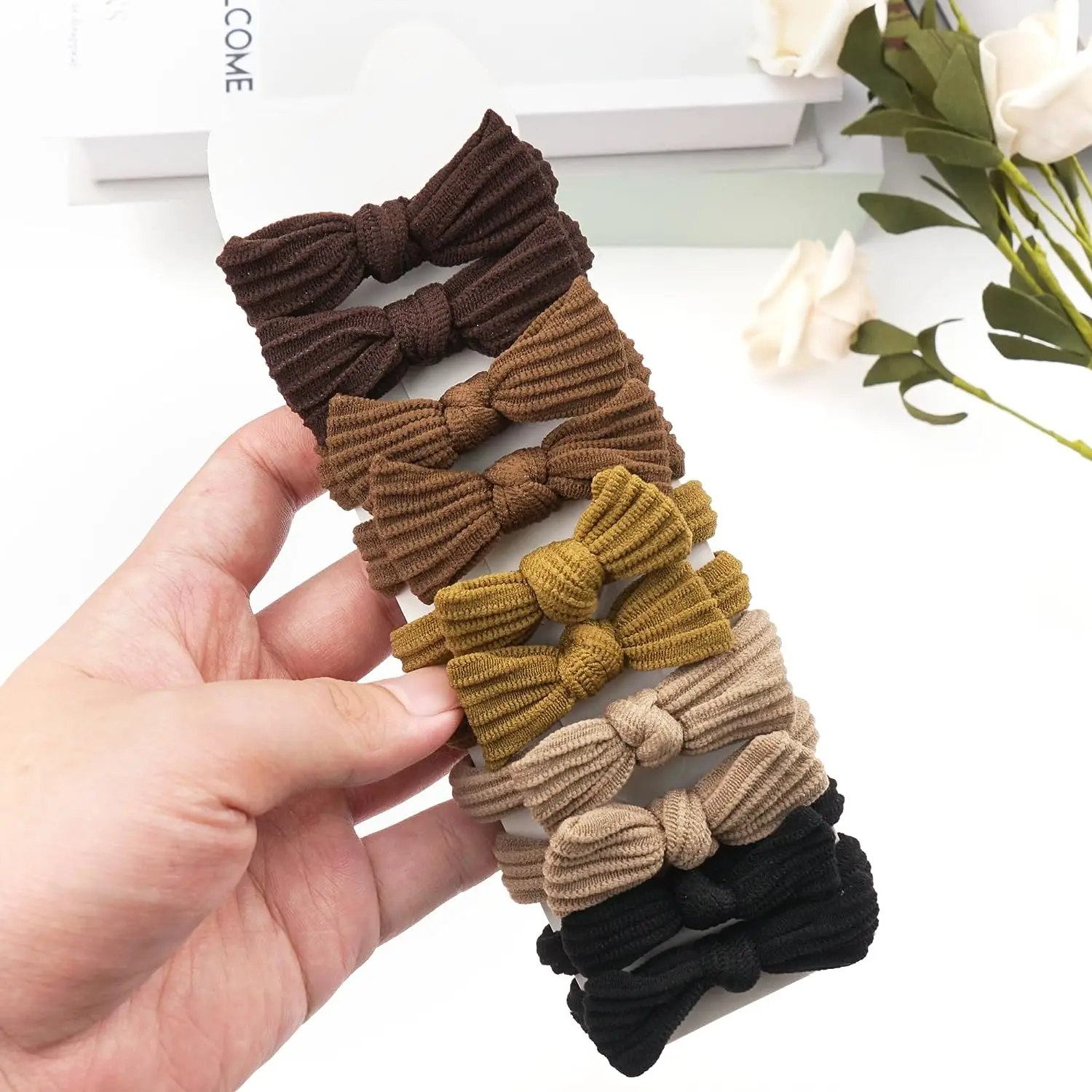 10Pieces Set Solid Color Scrunchies Elastic Hair Bands New Women Girls Hair Accessories Ponytail Holder Hair Ties Stripe Ha