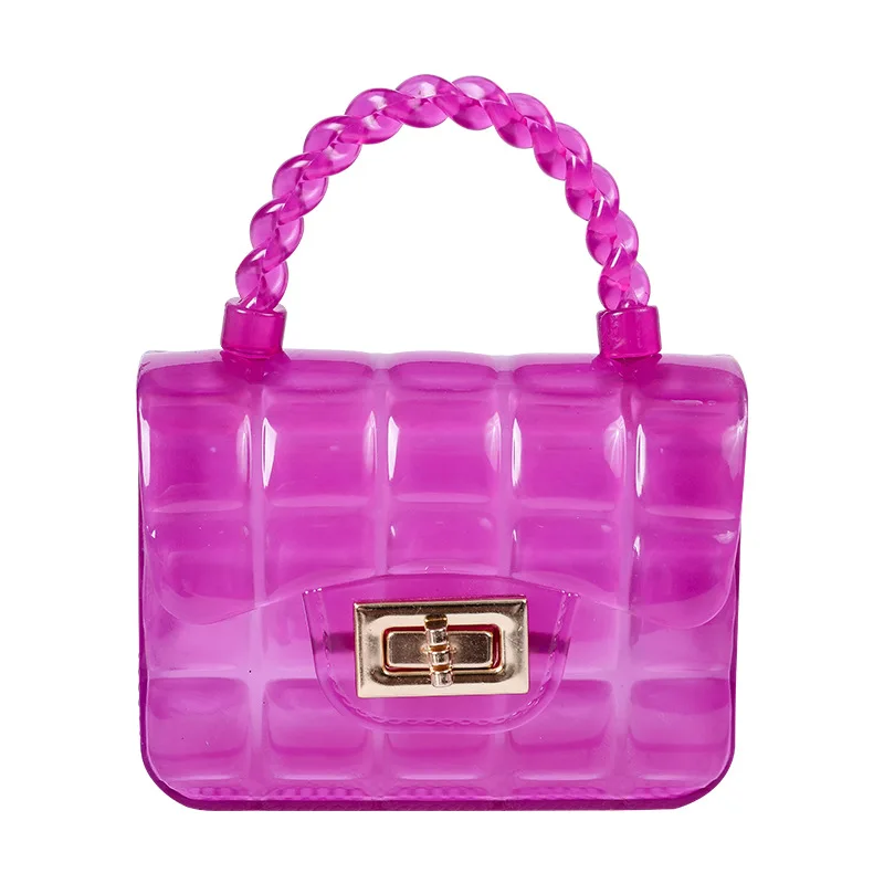 2024 new PVC mini transparent grid jelly bag, simple small bag, single shoulder crossbody bag