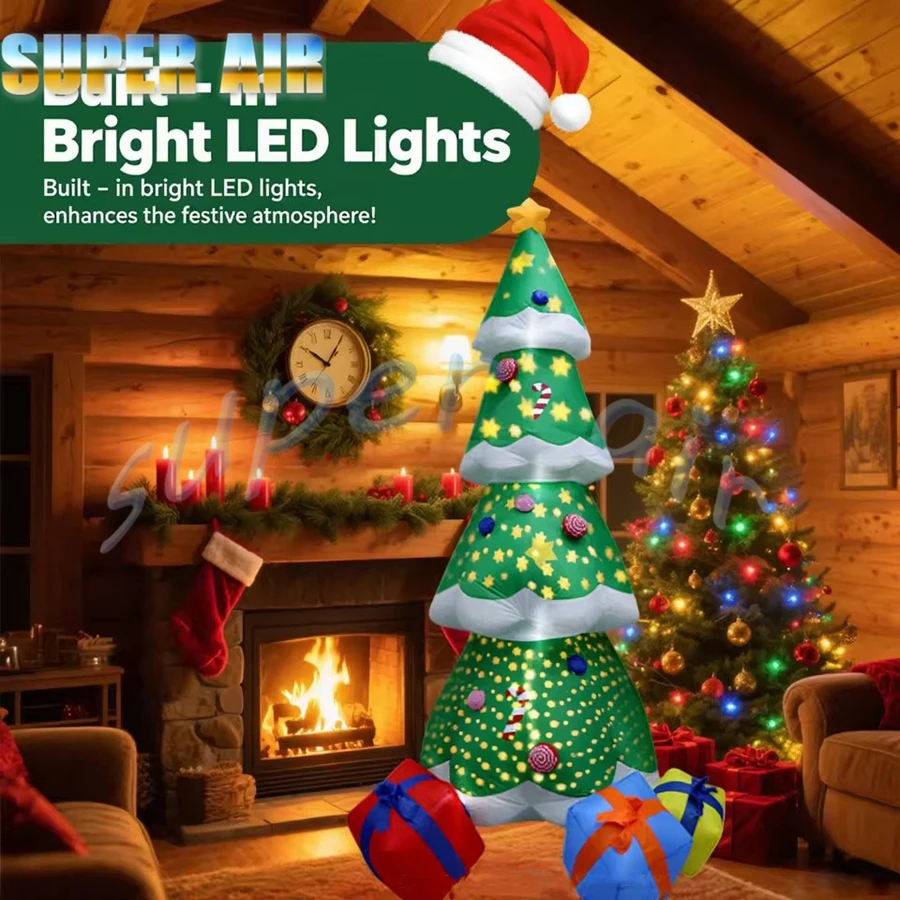 Free fan 6mH Christmas celebration decoration huge inflatable Christmas tree with gifts for party