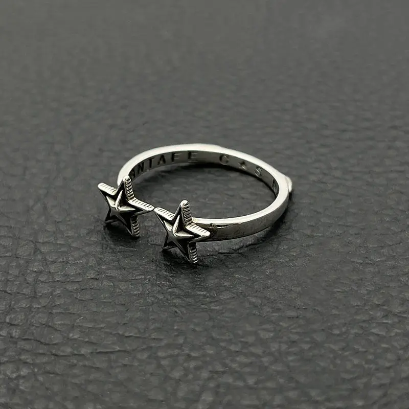 

Кольцо из стерлингового серебра 925 пробы в стиле ретро с пятиконечной звездой и хвостом на палец, европейское и американское индивидуальное кольцо в стиле хип-хоп