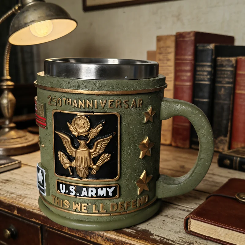 Military tactical mug with embossed pattern, gift for soldiers and hunters, stainless steel, suitable for beer and coffee