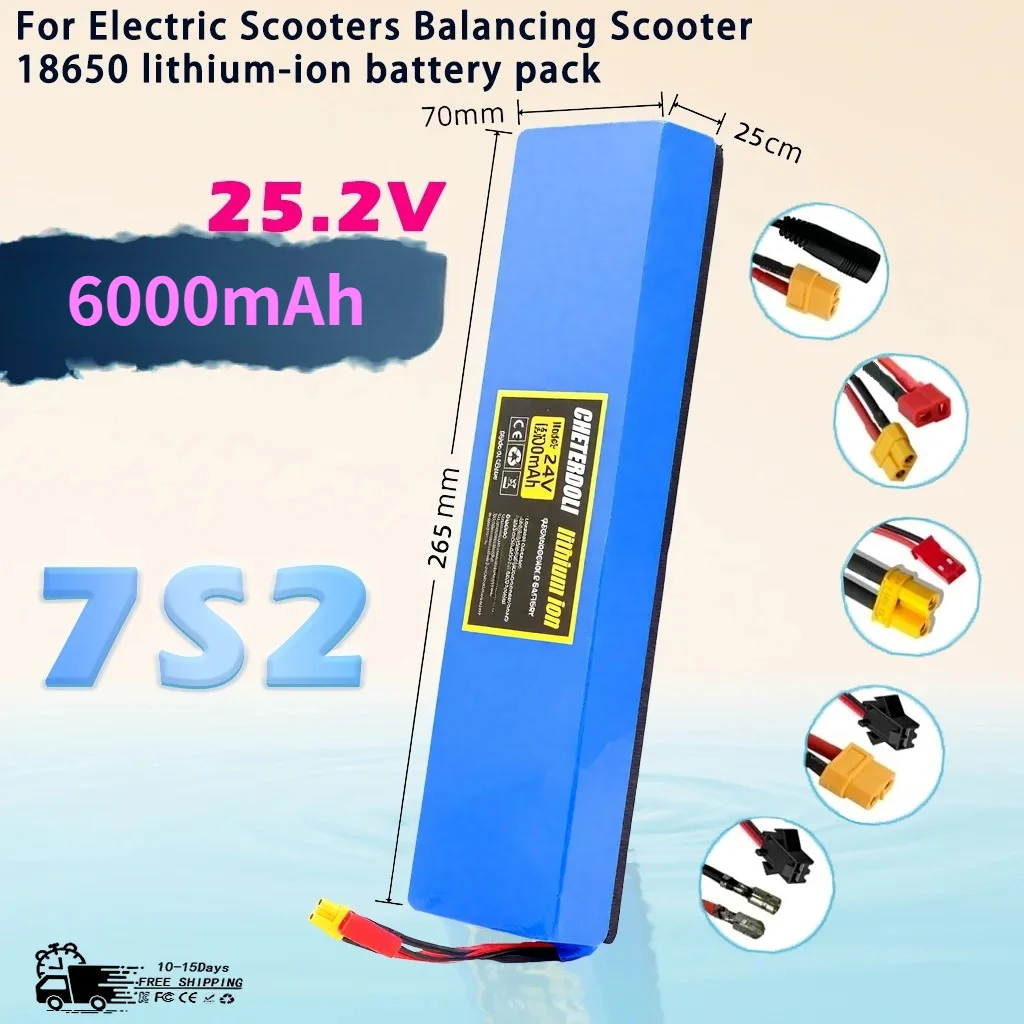 

Aleaivy 24 В 6000 мАч 18650 7S2P литий-ионный аккумулятор большой емкости с ударопрочным хлопком, 29,4 В 6 Ач для электронных скутеров и велосипедов