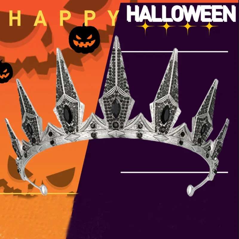 女性のためのゴシッククラウンティアラ,黒の女王のティアラと王冠,魔女の衣装,結婚式のためのパーティーアクセサリー,ハロウィーンのプロム