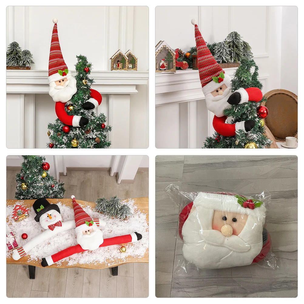 

Christmas Tree Topper Santa Hugging Decorative Xmas Tree Ornament Christmas Party Indoor Decoration Santa Decorations Indoor