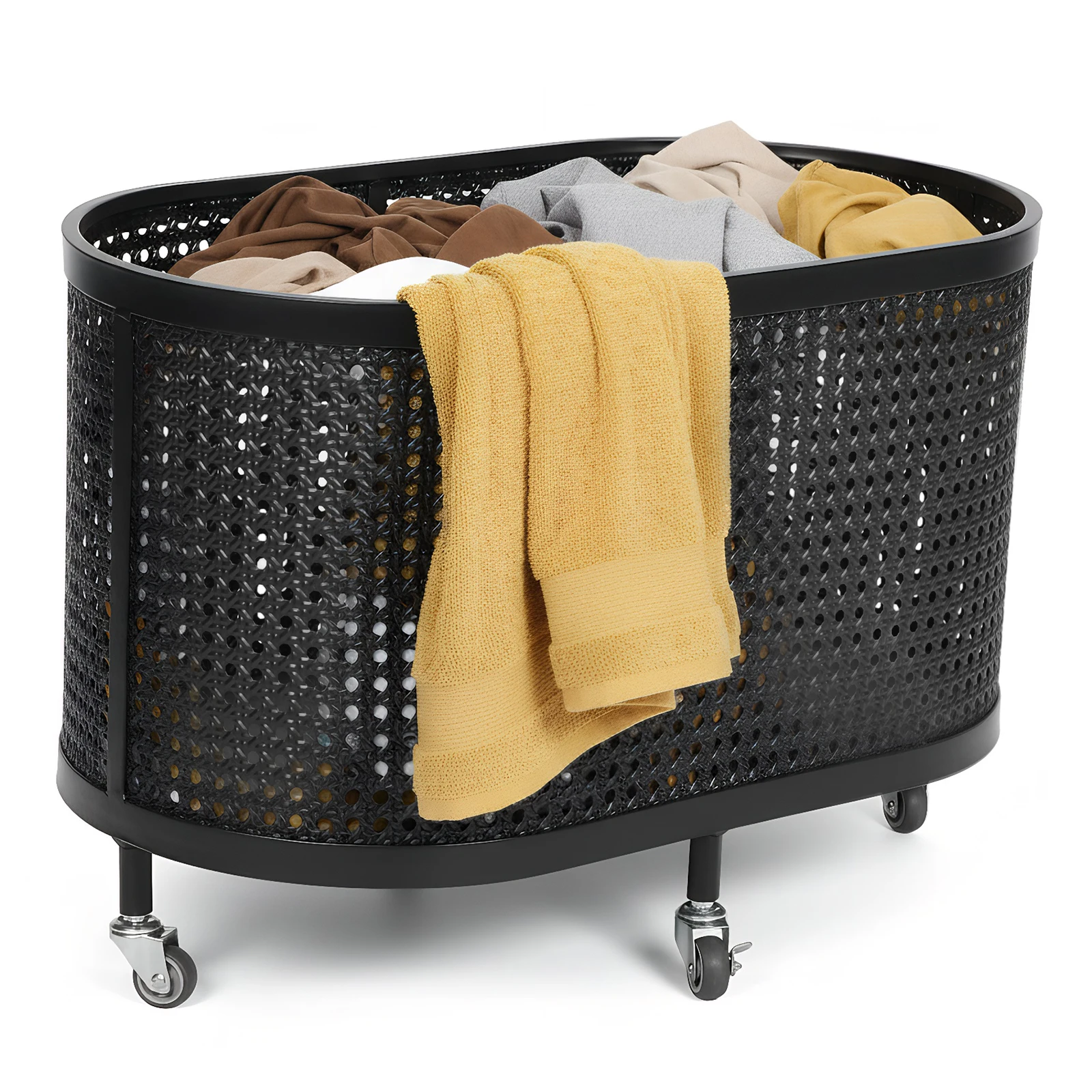 

Корзина для белья на колесиках: Изысканная проволочная корзина для белья, овальный контейнер для хранения одежды на ночь для спальни, прачечной, ванной комнаты