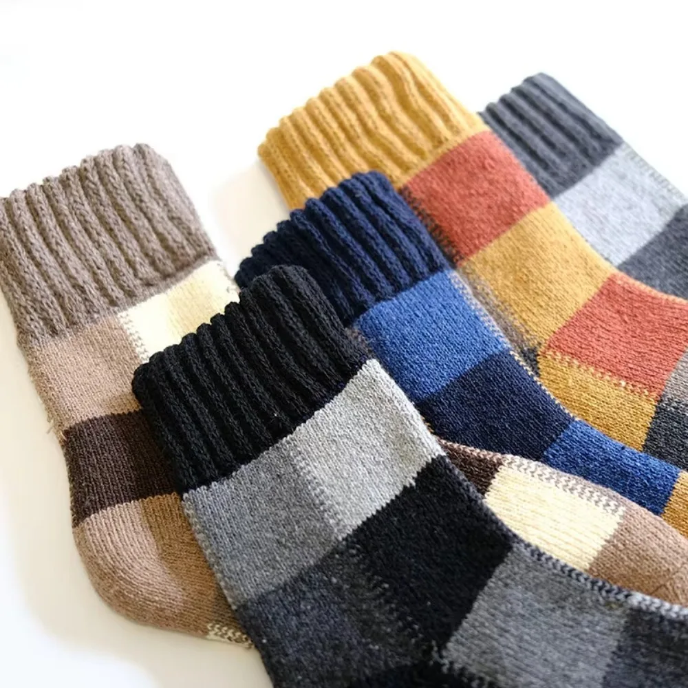 Lattice Wool Sock Men Winter Thicked Warm Plush Socks Middle Tube Socks Casual Towel Sock Male Hosiery Calcetines Mujer Носки 양말