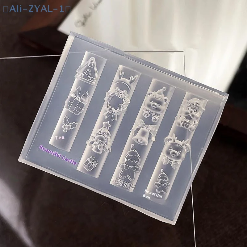 【ZYAL-1】1Pcs Christmas Snowman Christmas Tree 3d Nail Mold Santa Claus Nail Decorations Diy Design Silicone Manicure Mold