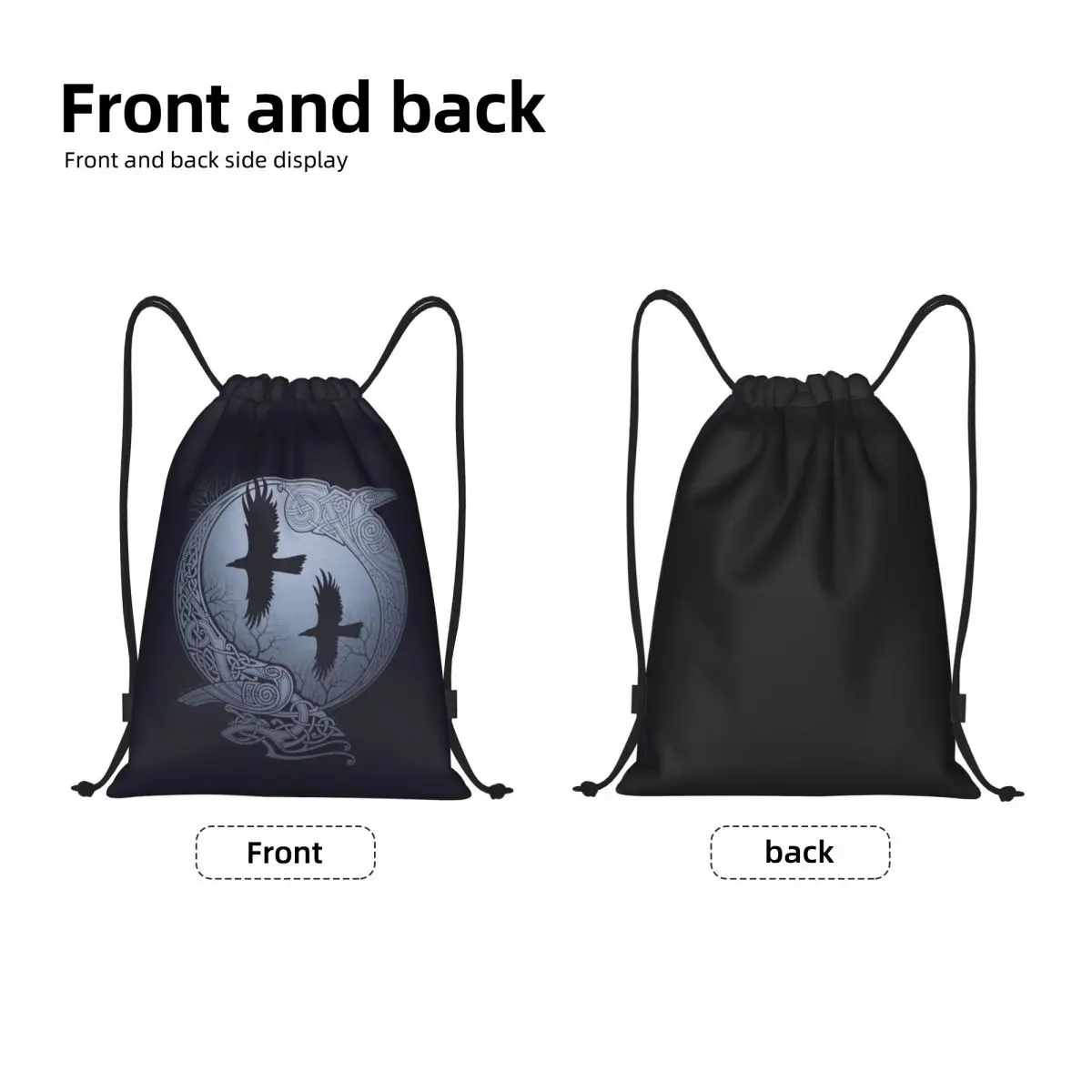 Custom Odin Ravens Drawstring Bag Men Women Lightweight Viking Norse Huginn and Muninn Sports Gym Storage Backpack