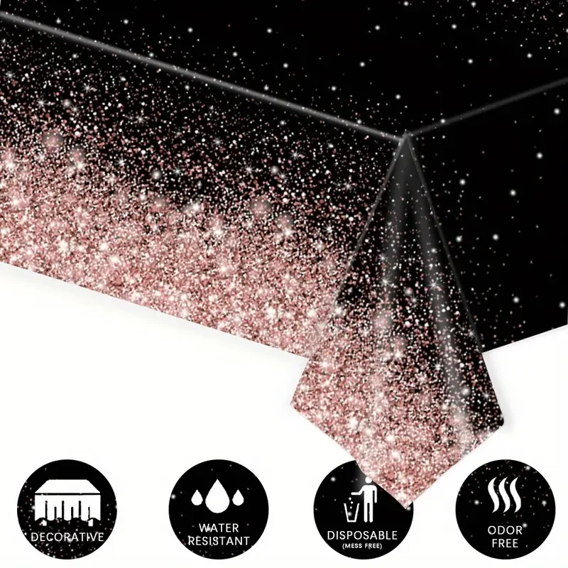 Tablecloth Decoration Party Supplies Black gold Pink Disposable Birthday Wedding Golden Rose Gold Silver Banquet Tablecloth