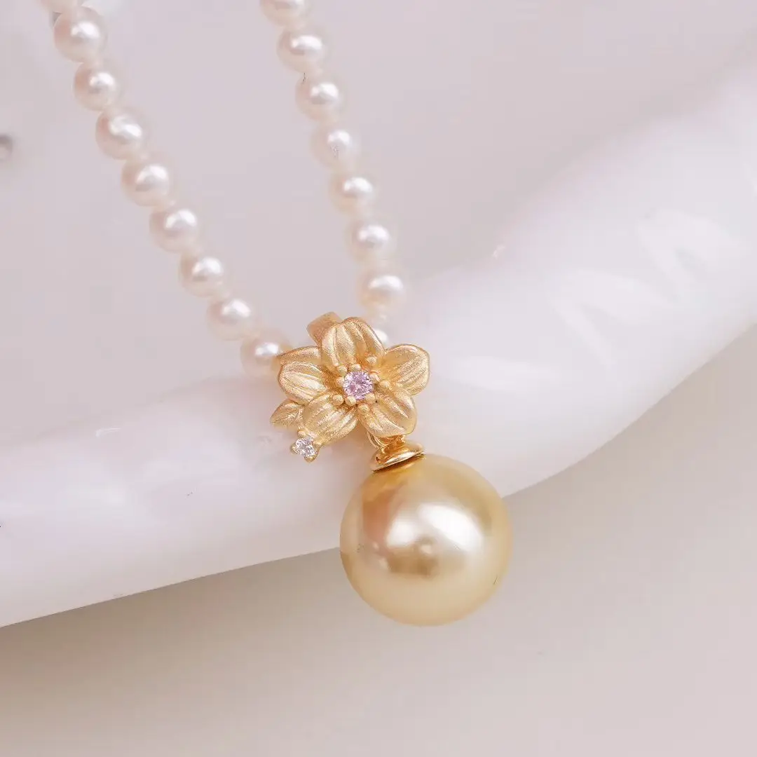 S925 Sterling Silver Pendant and Earrings Set Base Mounts Findings Mounting Jewelry Set Parts Fittings for 10-11mm Pearls