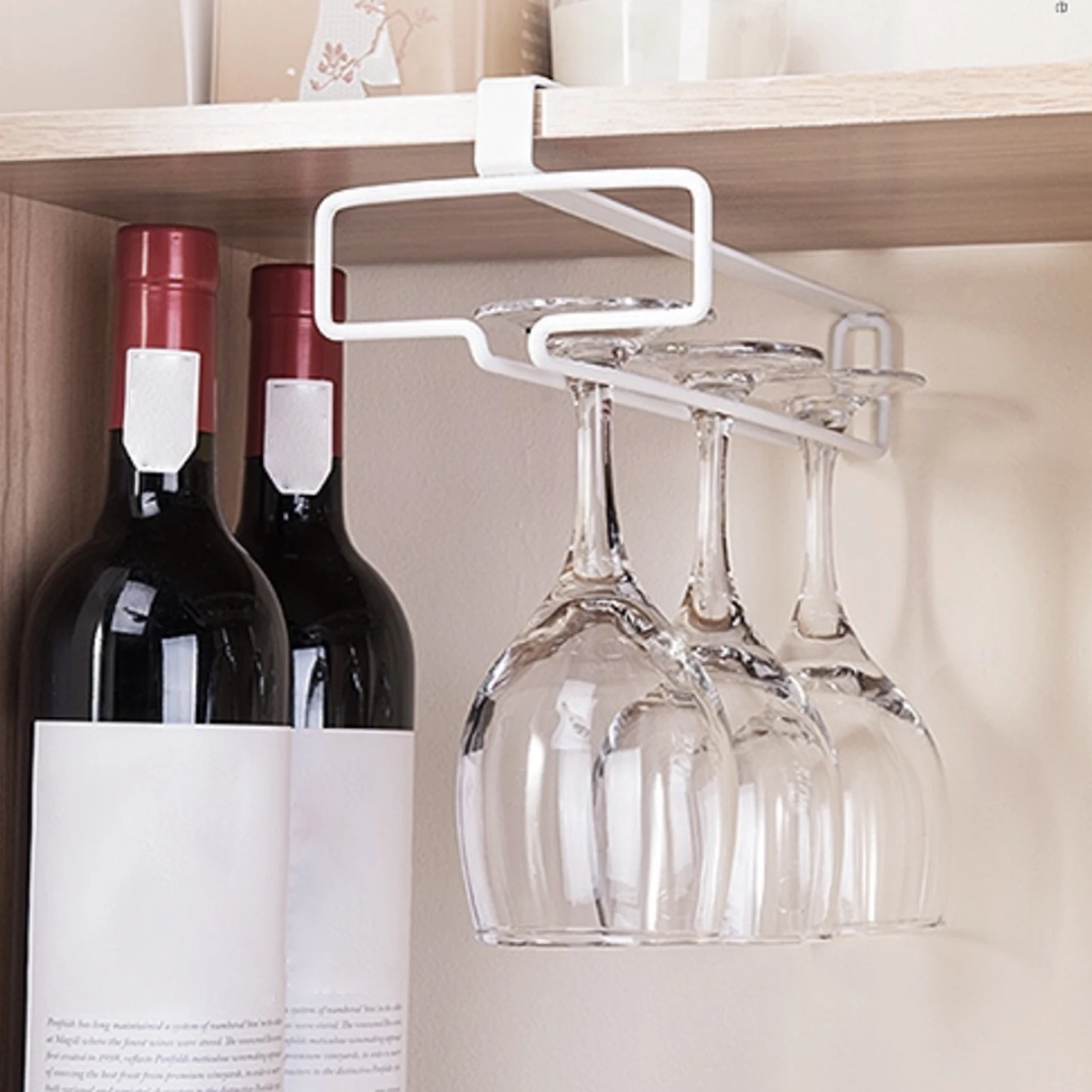 Under Cabinet Single Row Wine Glass Holder Household Stemware Goblet Racks Kitchen Accessories