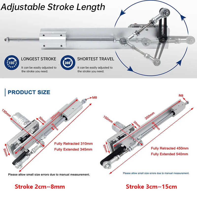 Reciprocating Cycle Linear Actuator Gear Adjustable Telescopic Motor DIY Motor with Speed Controller and Power Supply  ﻿