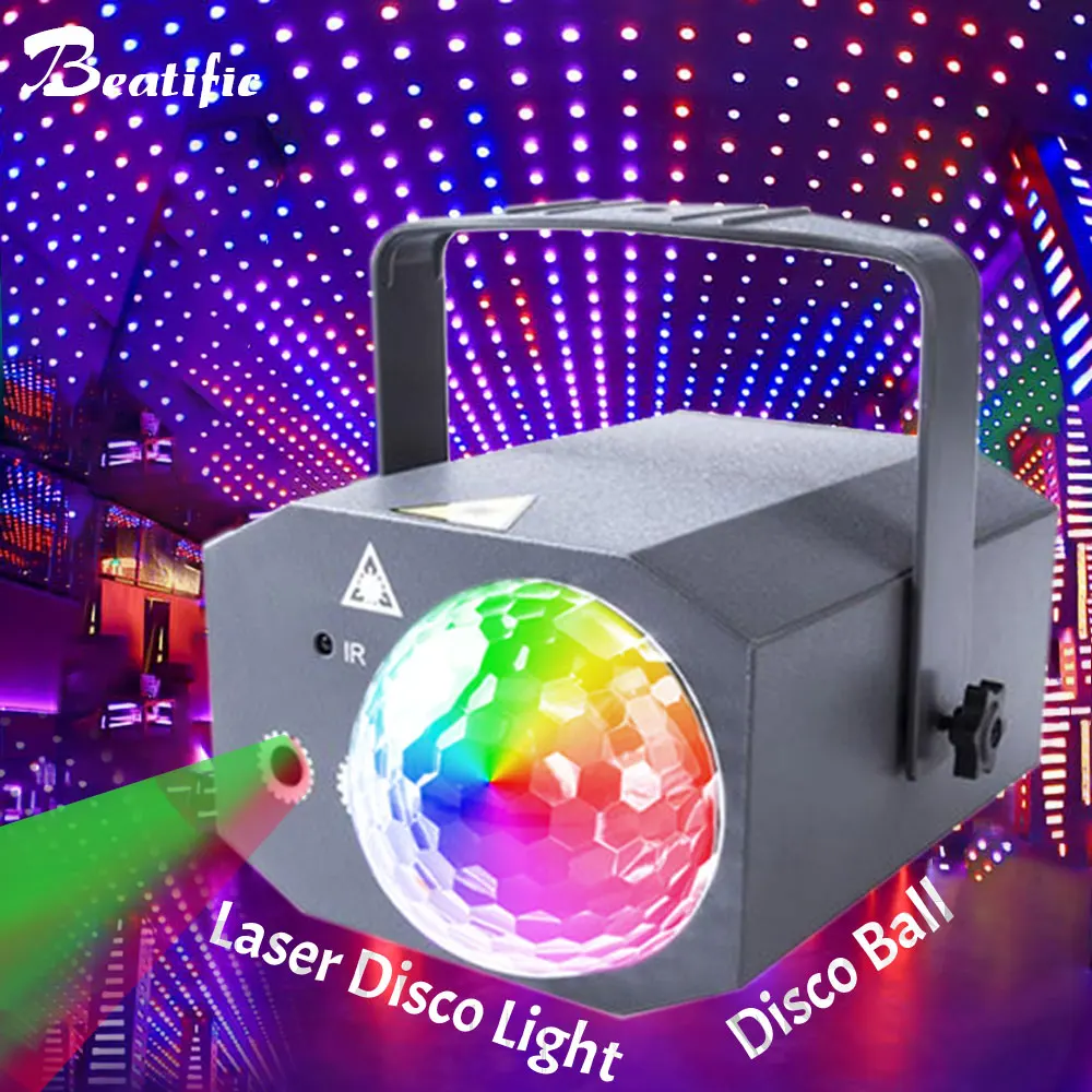 Laser Disco Light Magic Ball Nightclub Karaoke Party Lights for Home Evening Club Bar Stage Lighting Sound Activated 128 Pattern