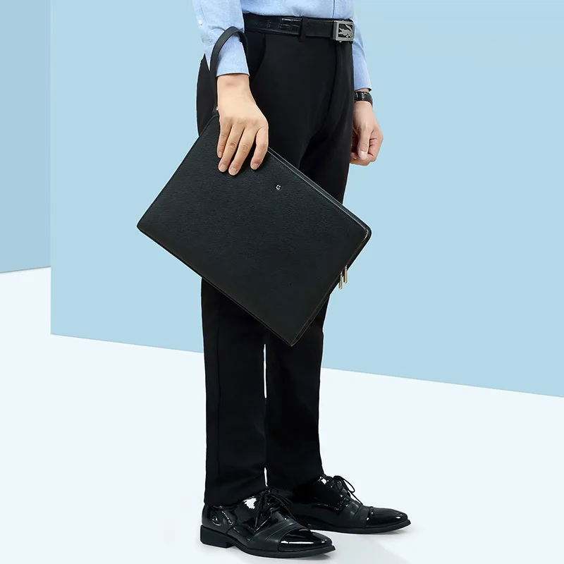 محفظة جلدية جديدة للرجال، حقيبة محمولة باليد ذات سعة كبيرة، حقيبة مغلف عصرية وعصرية، حقيبة محمولة باليد لرجال الأعمال #3