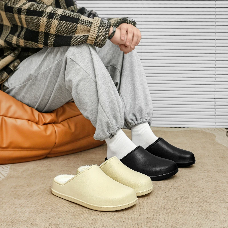 Autumn and Winter Couple Style Solid Color Warm Cotton Shoes, Simple and Fashionable, Suitable for Home and Outdoor Wear, Non-Slip, Wear-Resistant, Comfortable Cotton Shoes