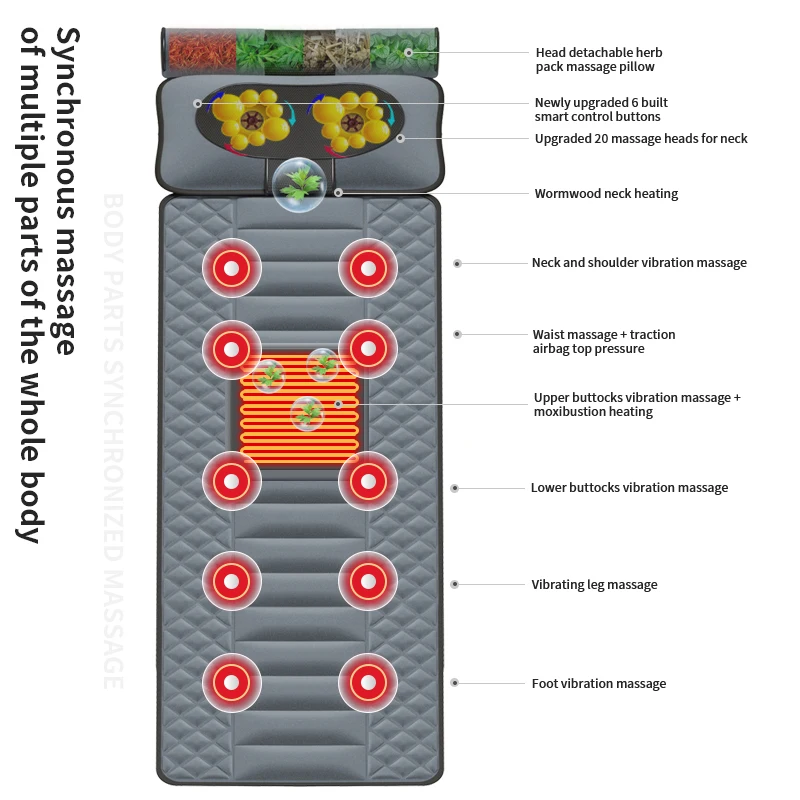 Smart Library 2025 Massage Products Electric Massage Mat And Heating Massager Cushion Pain Relief With Heating And Vibrating