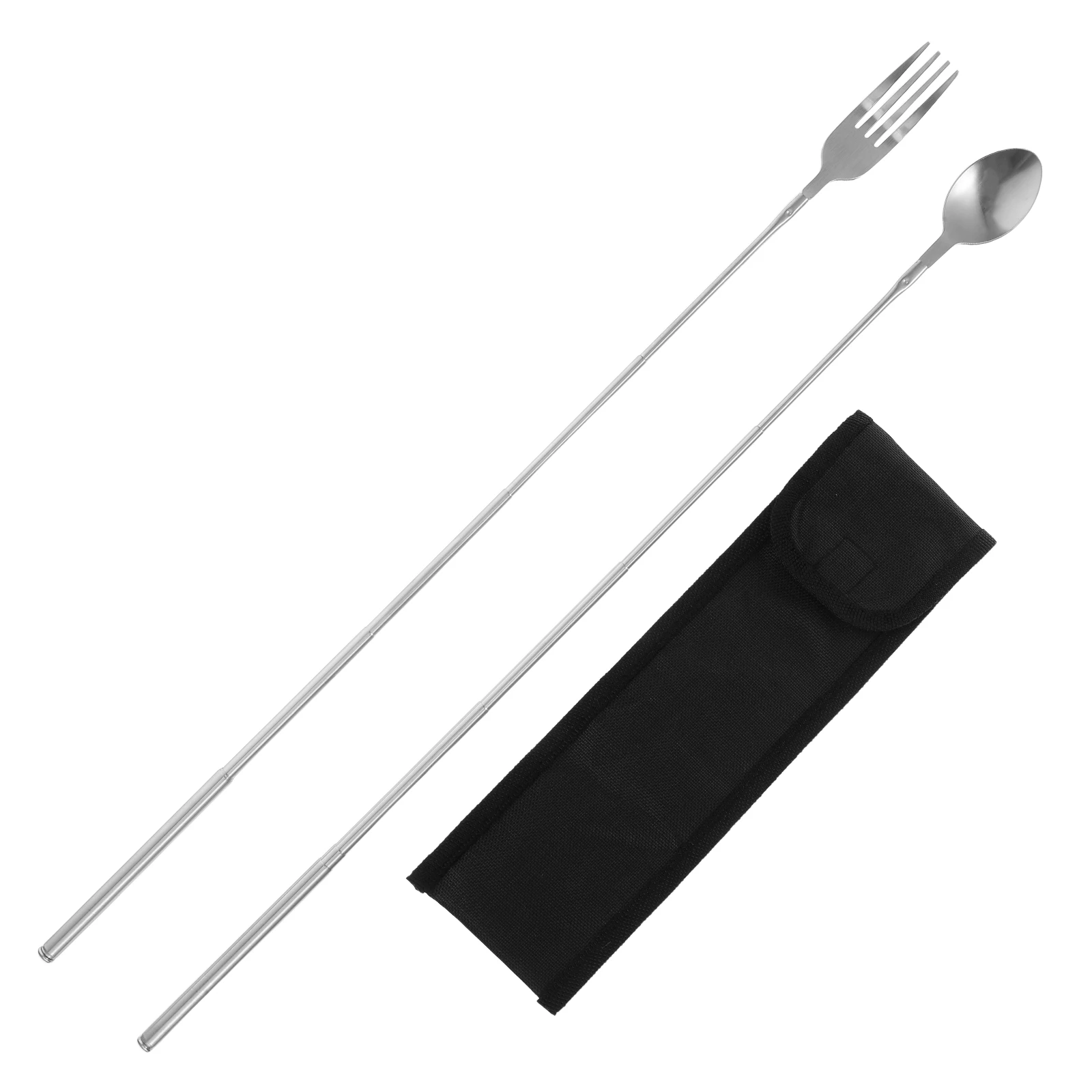 

Stainless Steel Extendable Telescopic Fork Spoon Travel Cutlery Camping Backpacking Portable Reusable Tableware