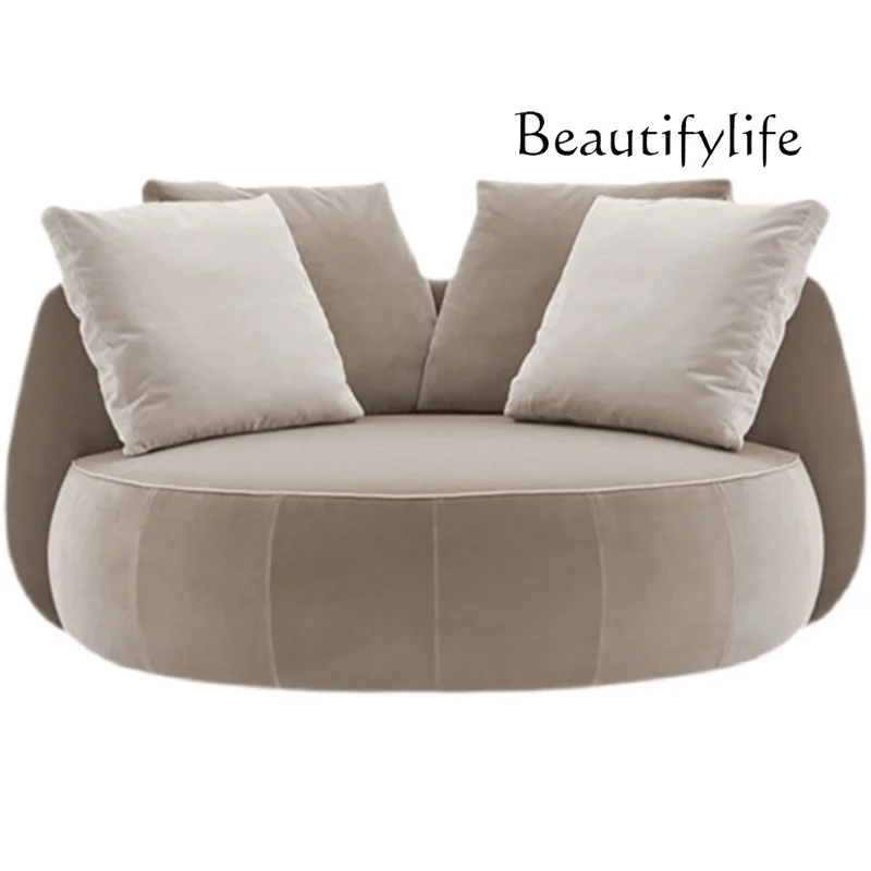 Nordic postmodern simple light luxury high-end cut velvet villa bedroom balcony round single sofa