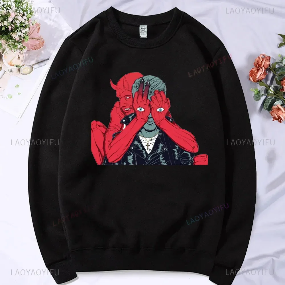 Stoner Rock Queens of The Stone Age Modal Print Sweatshirt Unisex Hip-hop Style Round Neck Hoodie Long Sleeve Street Fashion