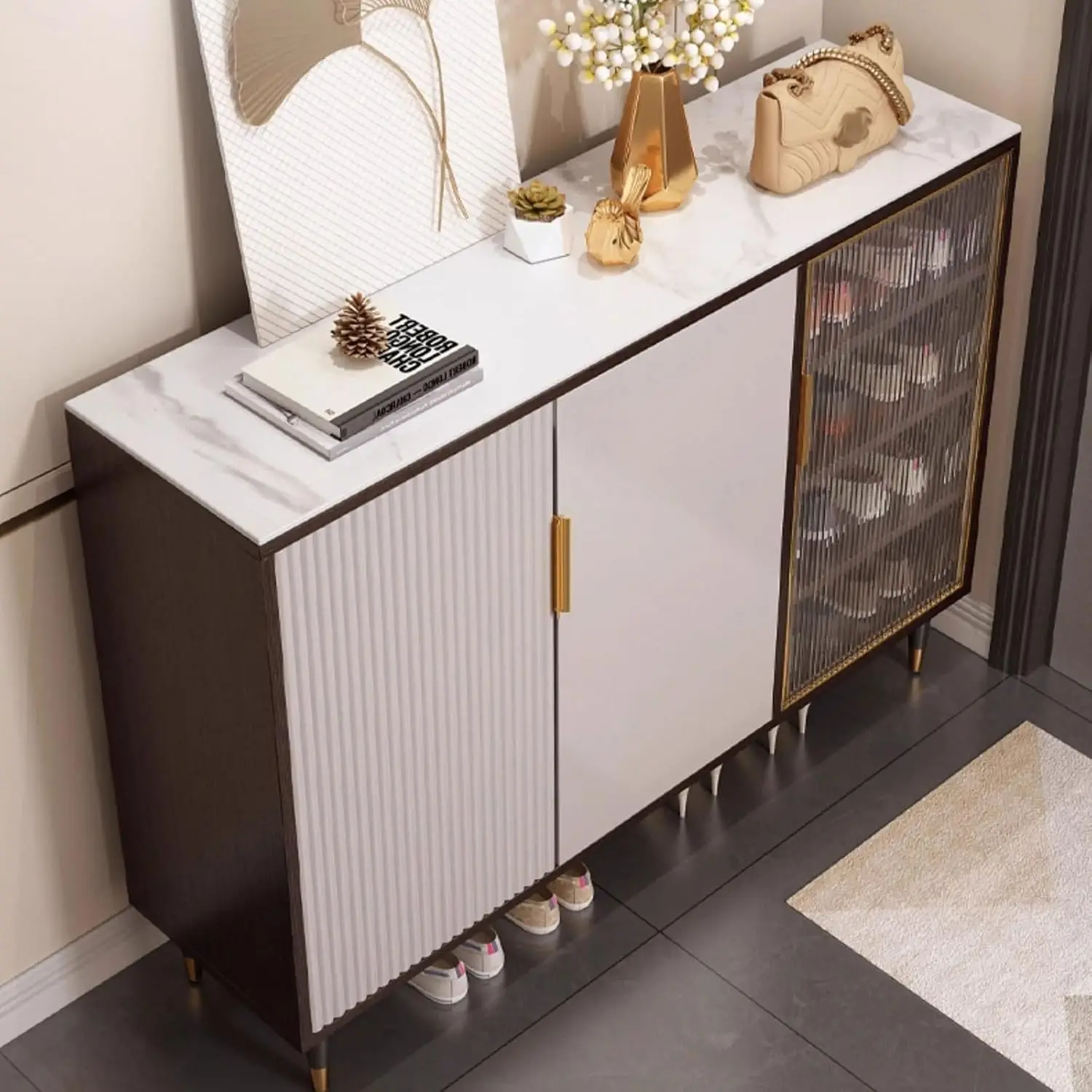 The Wall Entrance Shoe Rack with Slate for Home Use Entryway Shoes Cabinets