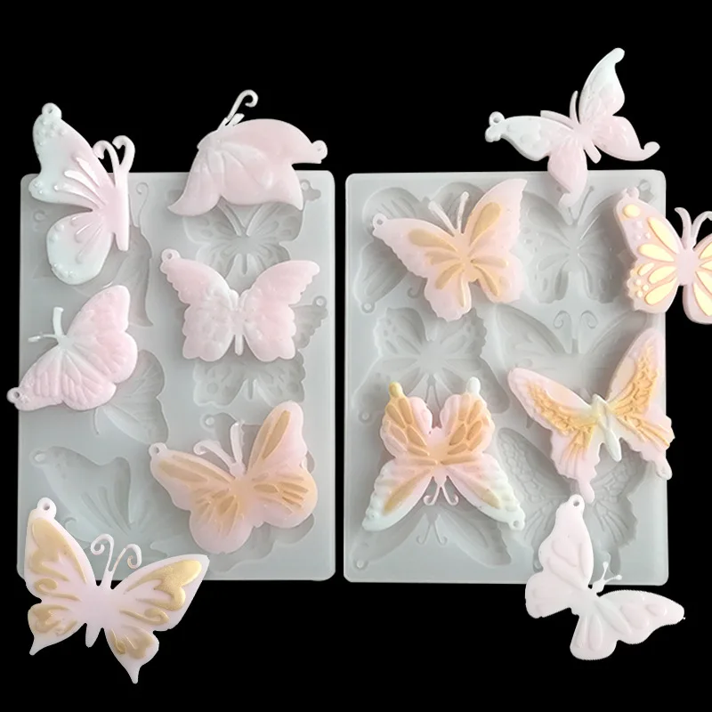 Butterfly Silicone Mold Candle Resin Glue Fondant Chocolate Cake Rim Home Decoration Wedding Party Handicraft Casting Print Mold