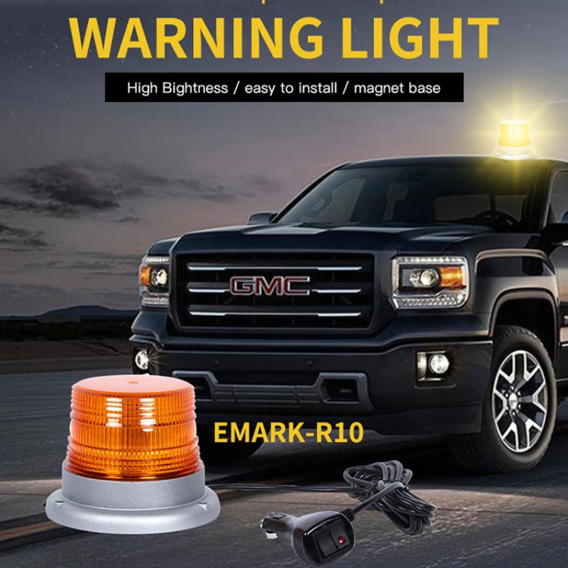 

SK-E60 LED Roof Beacon Strobe Light Magnetic Base Safety Warning Multi-mode Flashing School Bus Forklift Snow Plow