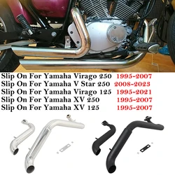 For Yamaha Virago 125 250 XV125 XV250 XV 125 250 Motorcycle Exhaust Full Escape System Link Pipe Removable Silencers Muffler