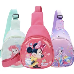 Cartoon Mickey Mouse borsa pettorale per bambini Disney Anime Frozen Princess Elsa Mermaid borsa a tracolla da viaggio per bambini regali di compleanno