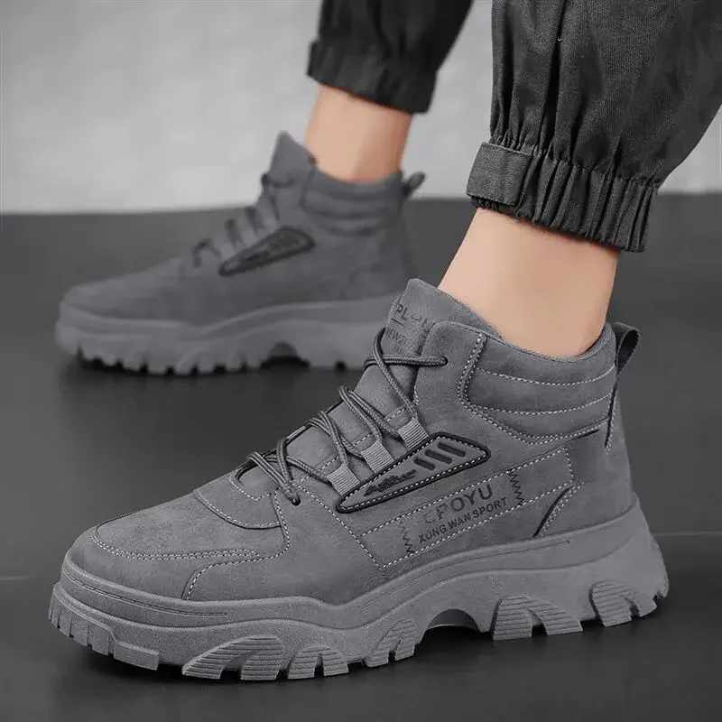 DurableSpring Men's Shoes New Breathable High-top Tooling Shoes Men's Trend Versatile Non-slip Leisure Labor Insurance Shoes