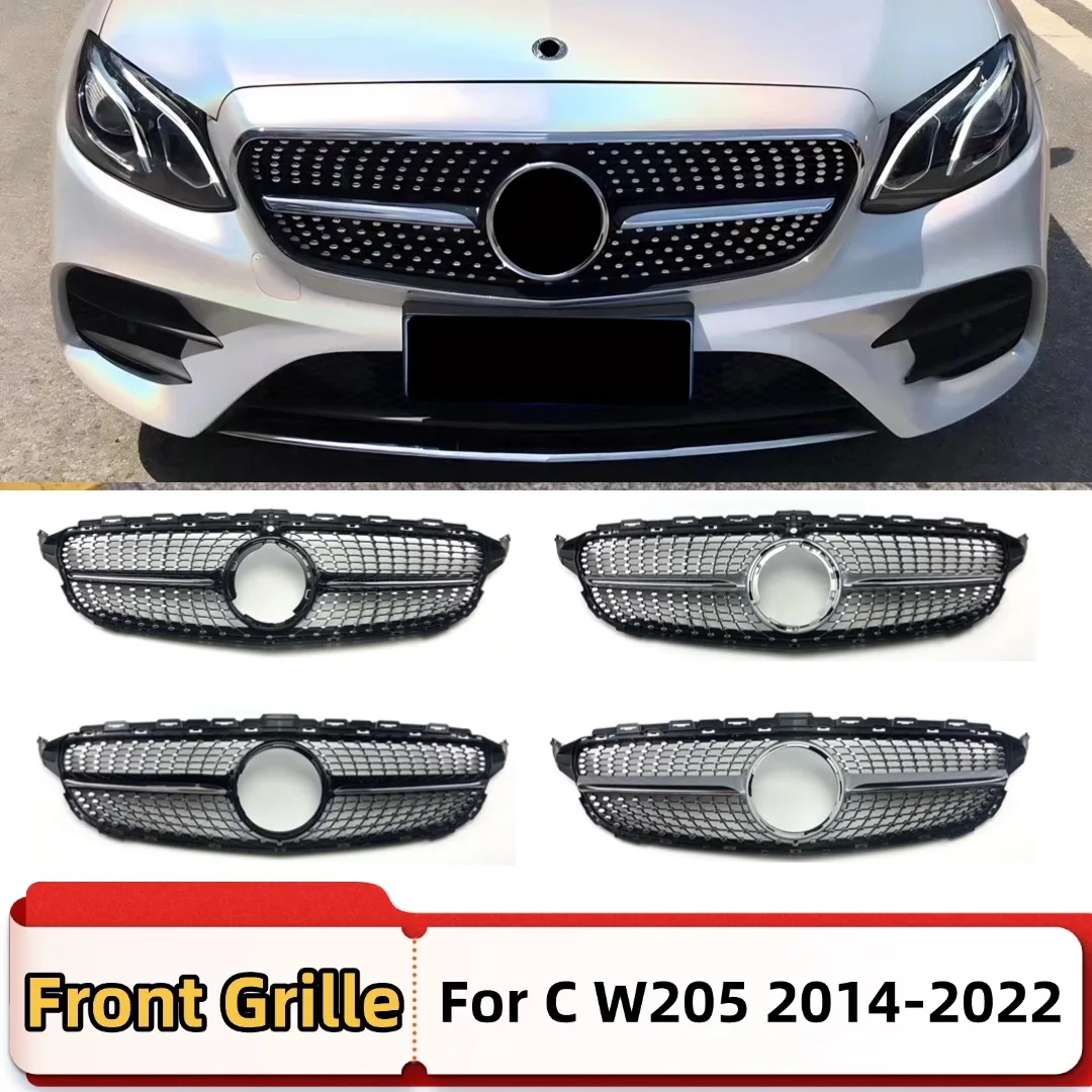 

Аксессуары для тюнинга передней решетки бампера для Mercedes Benz C class W205 C205 14-22 C180 C200 C260 C250 C300 Diamond Style