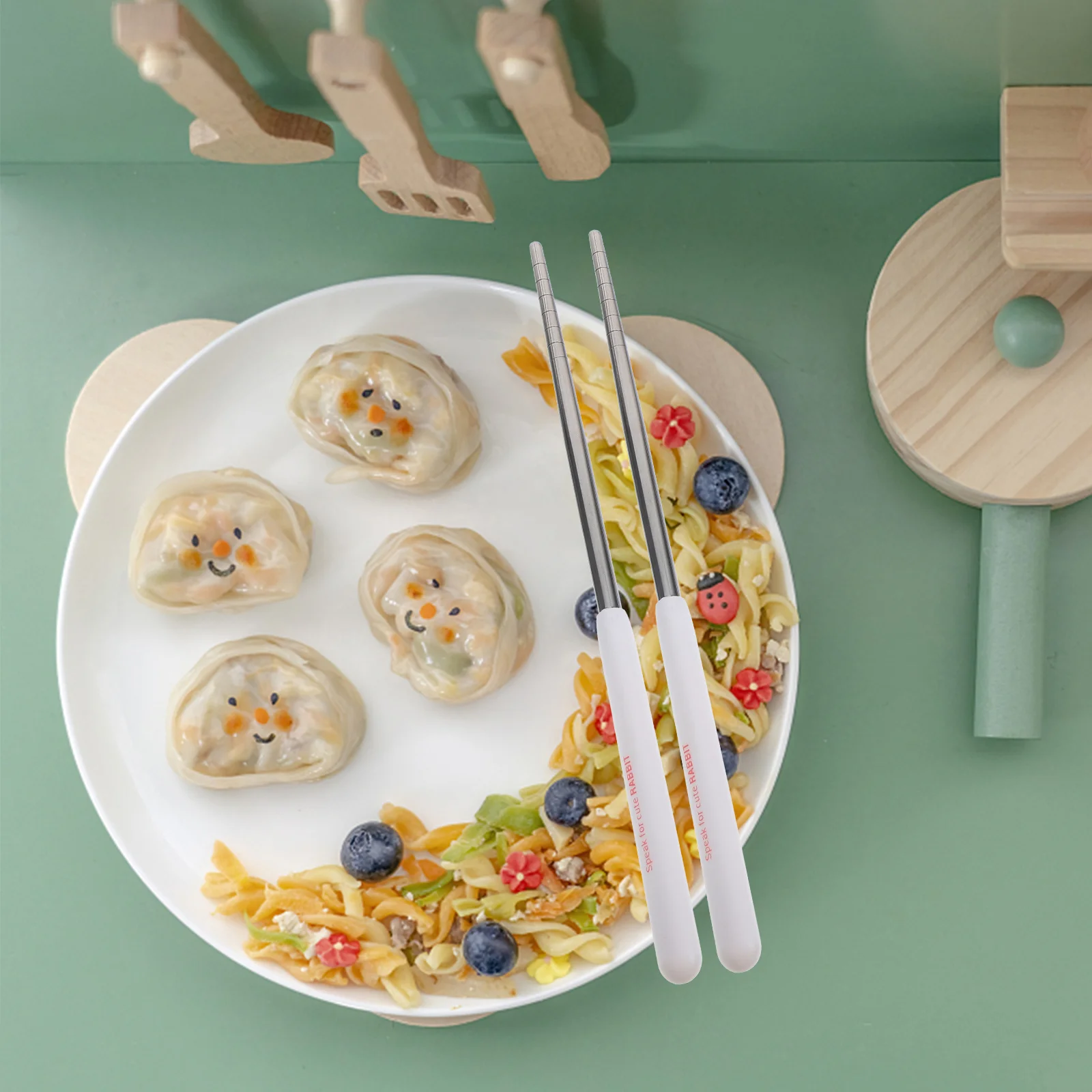 

3Pcs Portable Cutlery Set 304 Stainless Steel Cartoon Fork Spoon Chopsticks White Travel Dining Utensils Student Outdoor Camp