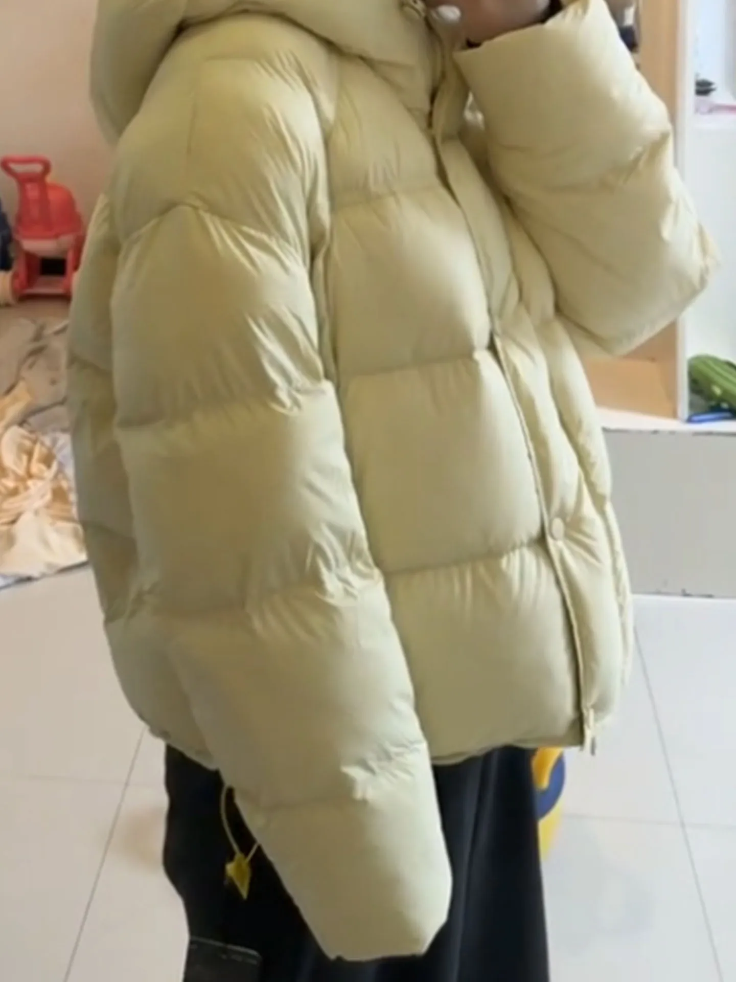 Premium ort puffer jaet feminino quente pão amarelo sle du casaco coreano sle solto ajuste cintura alta fechamento com zíper