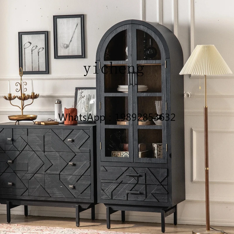 

AA Vintage Wine Cabinet Glass Door Sideboard Storage Rack Living Room Wall Locker