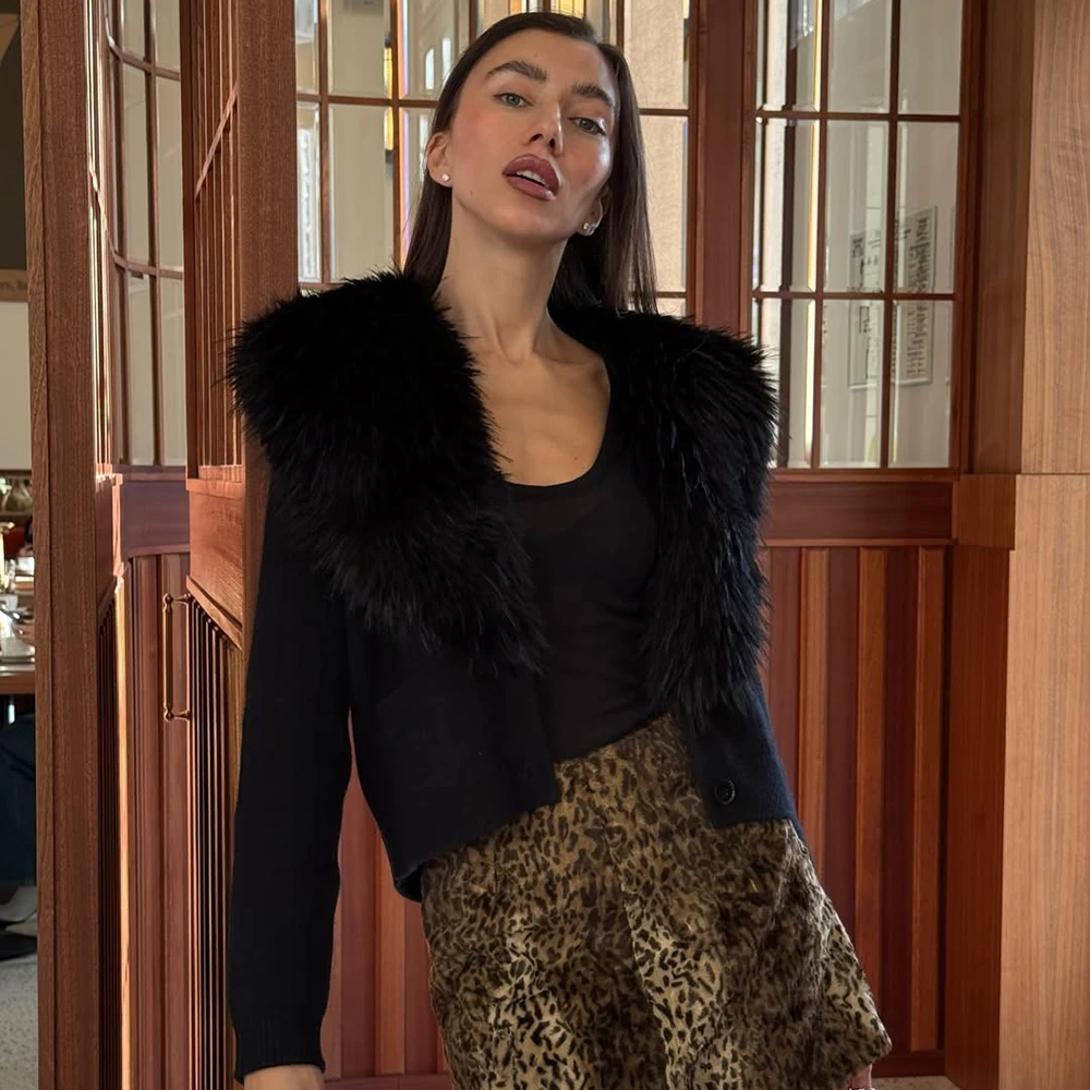 Ticketsx Vintage Plüsch Stricken Pullover Solide Frauen Taste Patchwork Dünne Kurze Strickjacke Mode Weibliche High Street Pullover Strickjacke