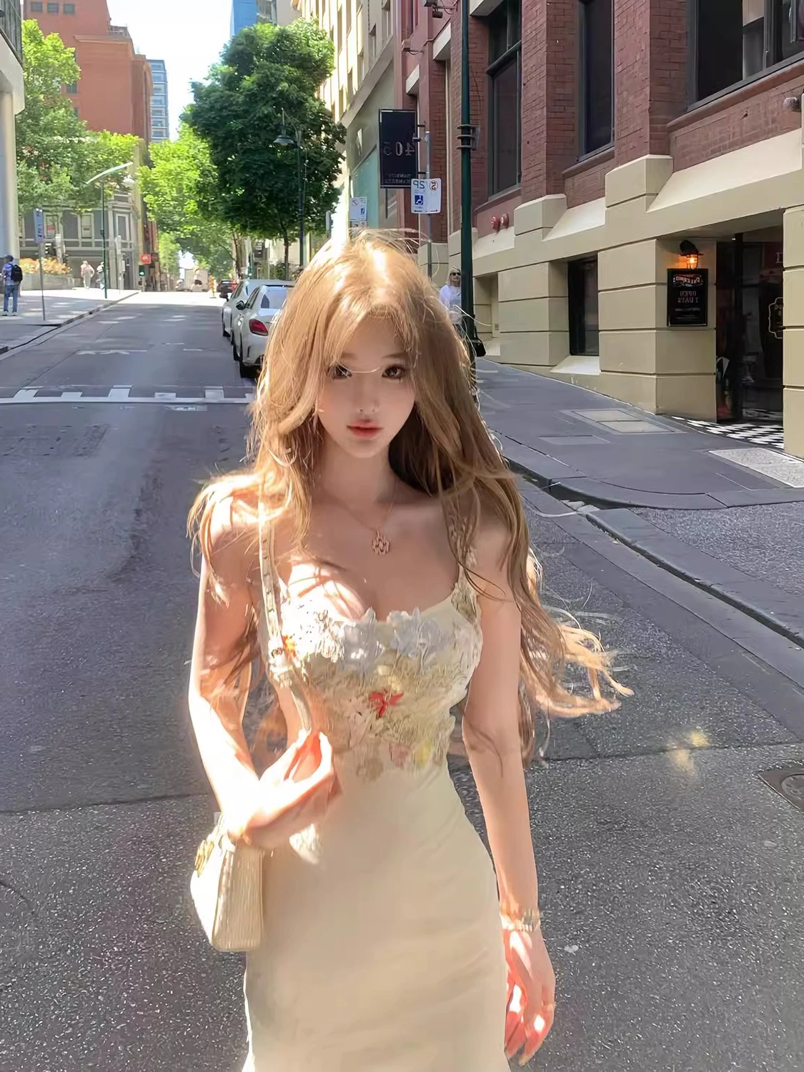 Spring Summer Lace Floral Net Fi Tail Dr Women's Slim Fit mid Length Strapl Gown Korean Sle Commute A-Line Skirt