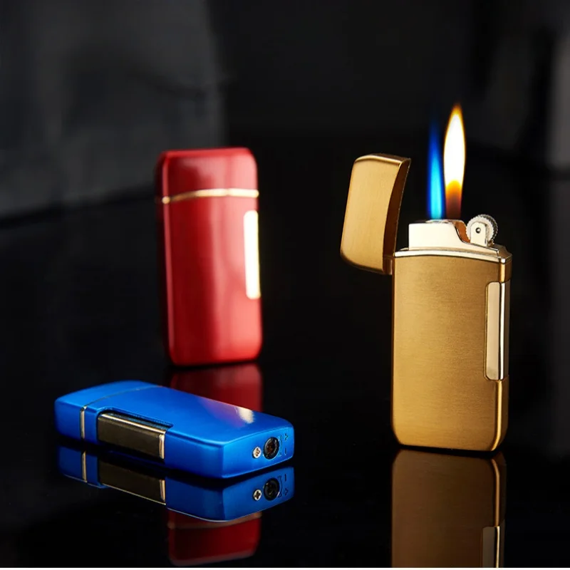 

New Model Metal Lighter with Dual Fire Conversion Cigarette Lighter Cigar Holder Windproof and Inflatable for Men As A Gift.