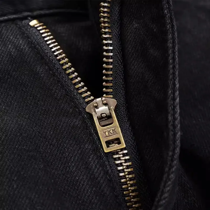 High Street Fashion Men Jeans Black Stretch Slim Fit Spliced Designer Biker Jeans Homme Patched Hip Hop Denim Pencil Pants Men