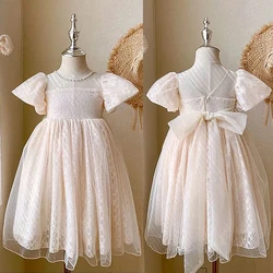 2025 Baby Girls Dress Sweet Lace Flower Elegant Princess Dress Christmas Birthday Party Vestidos 2 4 6 8 10 12 Year Kids Clothes