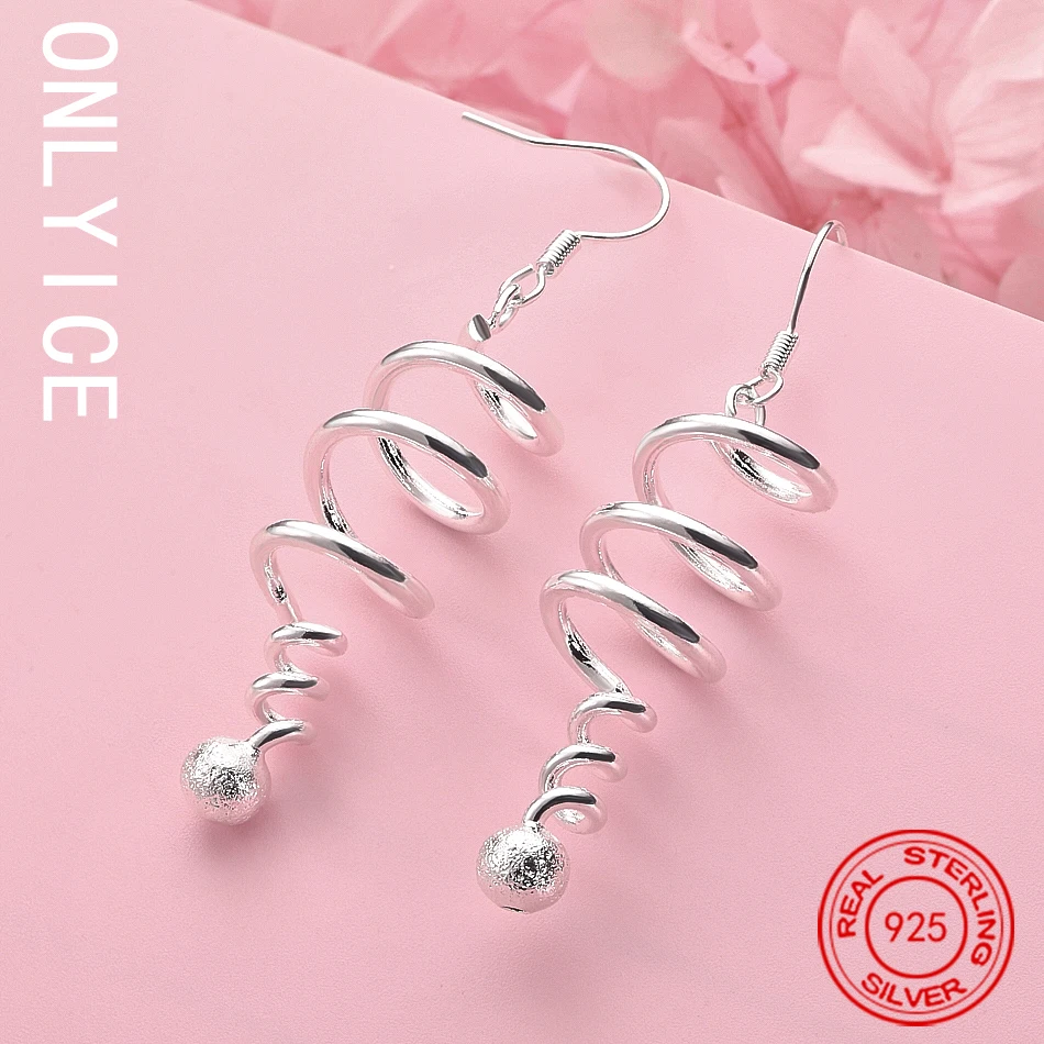 

Fine Charms 925 Sterling Silver Spiral Earrings For Woman Fashion Noble Jewelry Elegant Party Long Earrings Christmas Gifts