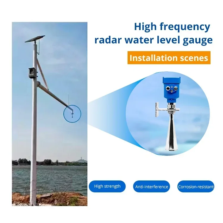 High Accuracy Water Level Meter Sensor Non-Contacting Open Channel River Bell Mouth radar Level Transmitter Sensor