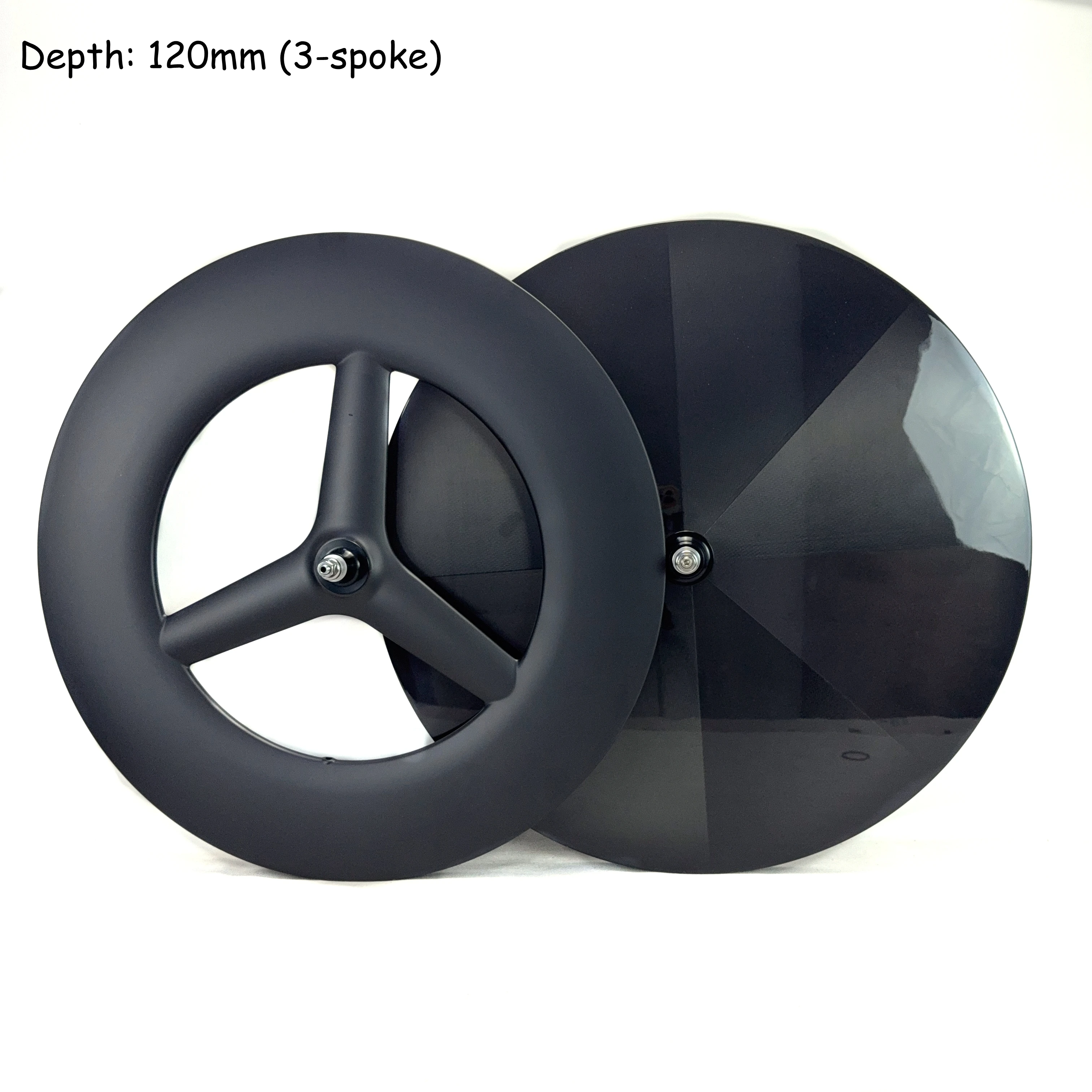 

700C Depth 120mm Width 28mm Road Track TT Bicycle Wheelset Carbon 3 Spokes Wheels Hookless Tubeless Tubular Disc V Brake 36T Hub