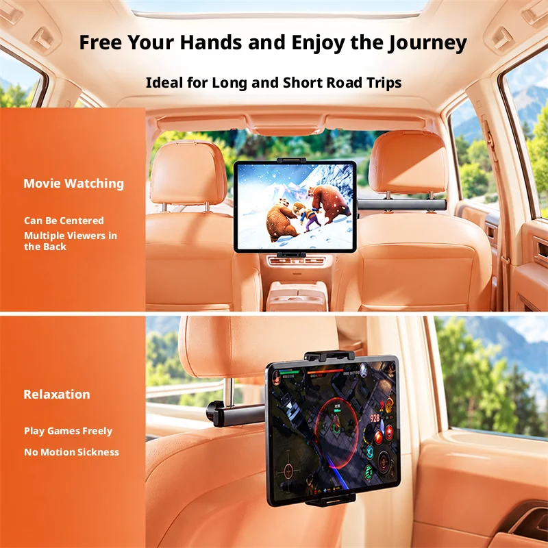 SEAMETAL Car Tablet Holder Universal Backseat Headrest Phone Mount Stand Adjustable Seat Extension Bracket for iPad Accessories view 4