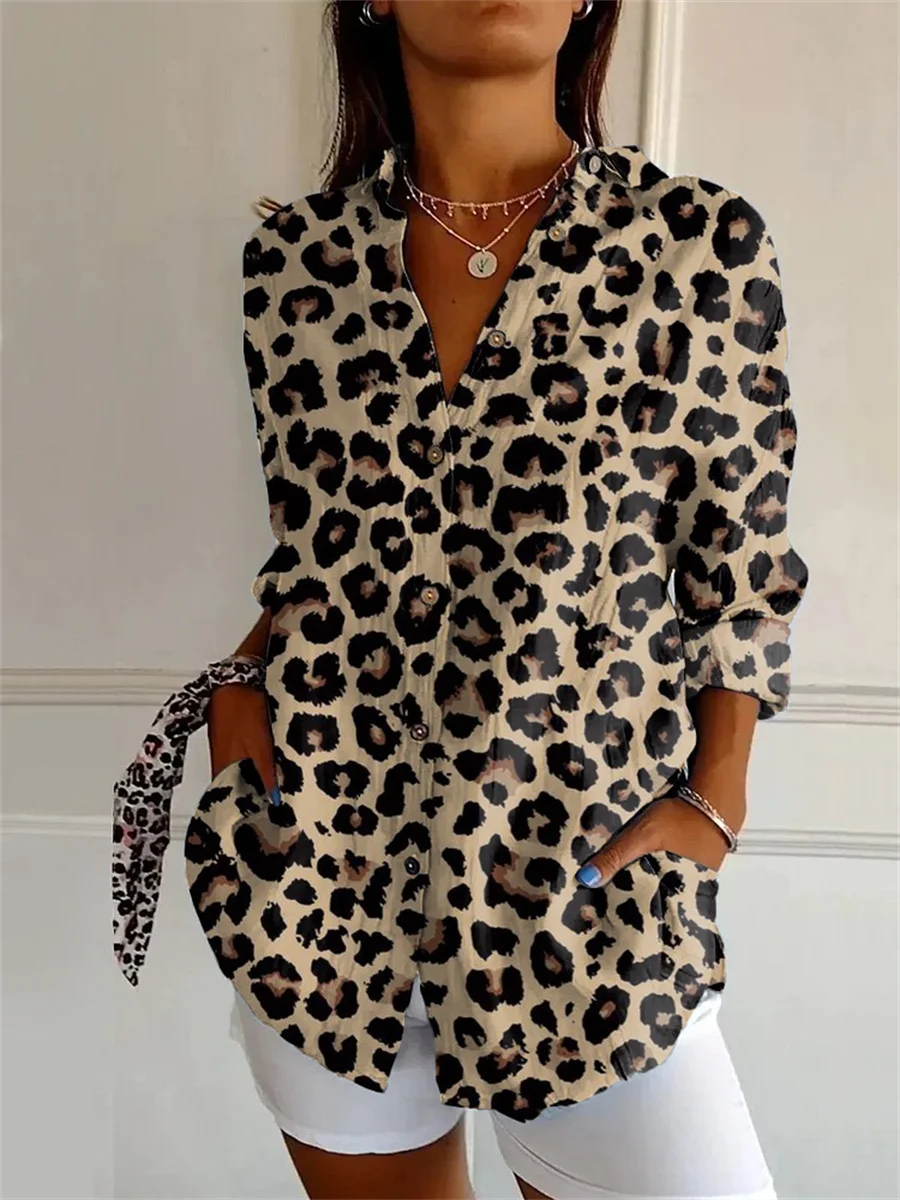 Chemises élégantes à la mode pour femmes, chemises imprimées à revers, simples et universelles, nouvelles chemises boutonnées, printemps et été
