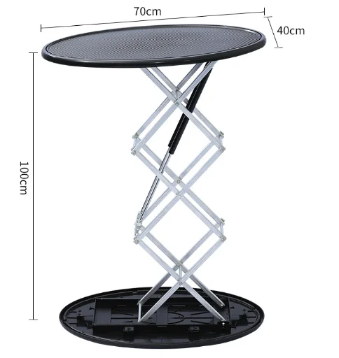 Custom Backlit Light Emitting Diode Counter and Podium Portable Aluminum Hydraulic Pop-Up Round Table