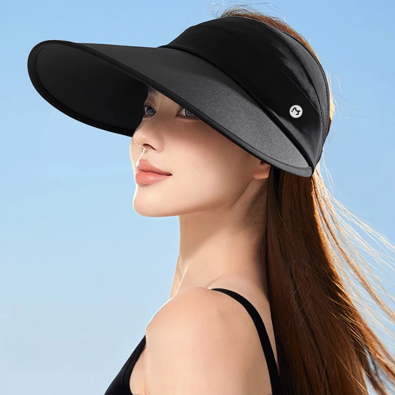 

13cm Extra Long Brim Half Hollow Sun Hat - Women's Cooling UPF50+ Visor Cap, UV Protection Summer Hat for Beach Hiking