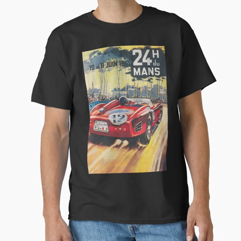 

Automobile Race, 24 Hour Race, du Mans, France Vintage Poster car racing sports Gift clothing Adult T-shirt large size Tops
