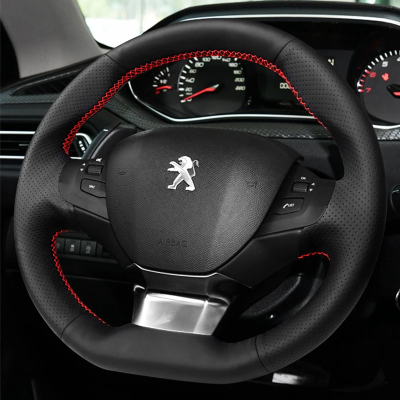 Car Steering Wheel Cover For Peugeot 308 2014-2017 Customized DIY Car Accessories Interiors Original Steering Wheel Braid