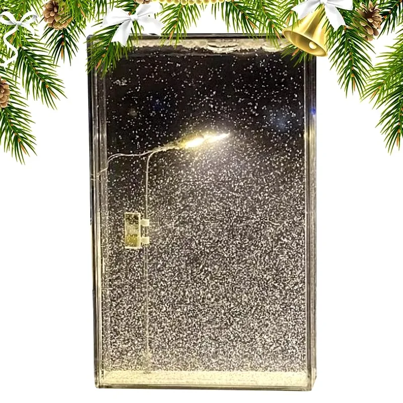 Snowy Night Flowing Small Night Light Snow Scene Street Light Snow Simulation Handmade Diy Material Package Desktop Decor